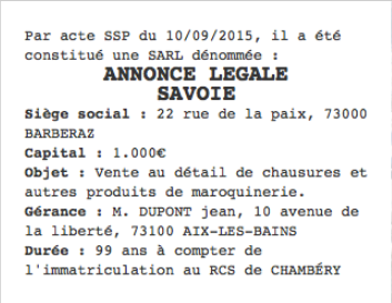 annonce legale savoie
